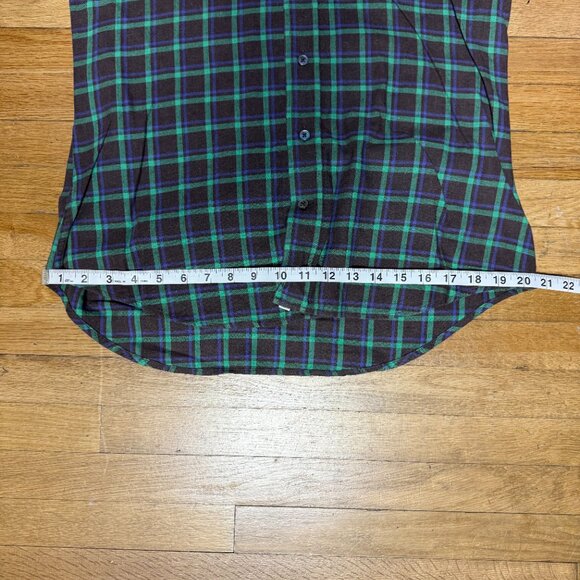 Ledbury Mens Brown Green Plaid Long Sleeve Button Down Size 15.5 - Picture 7 of 8